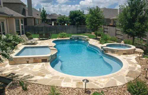 Leisure Pools Caribbean fiberglass swimming pool 